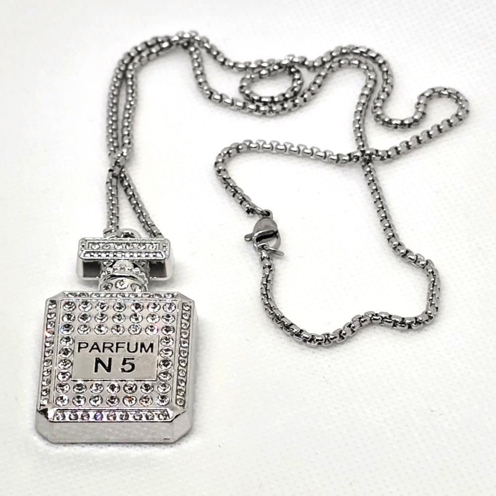 Stainless Steel CZ Perfume Bottle